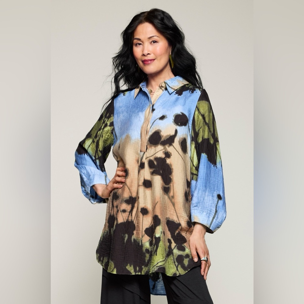 Neon Meadownight Mutlicolor Long Sleeve Tunic Womens Size 12